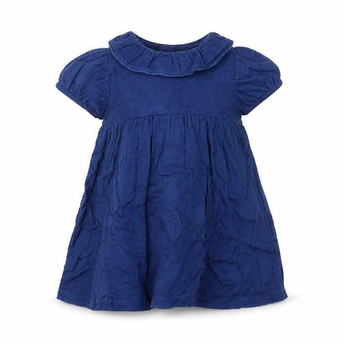 Marks and Spencer Girls Blue Cotton A-Line Size 3-6 Months Collared Button
