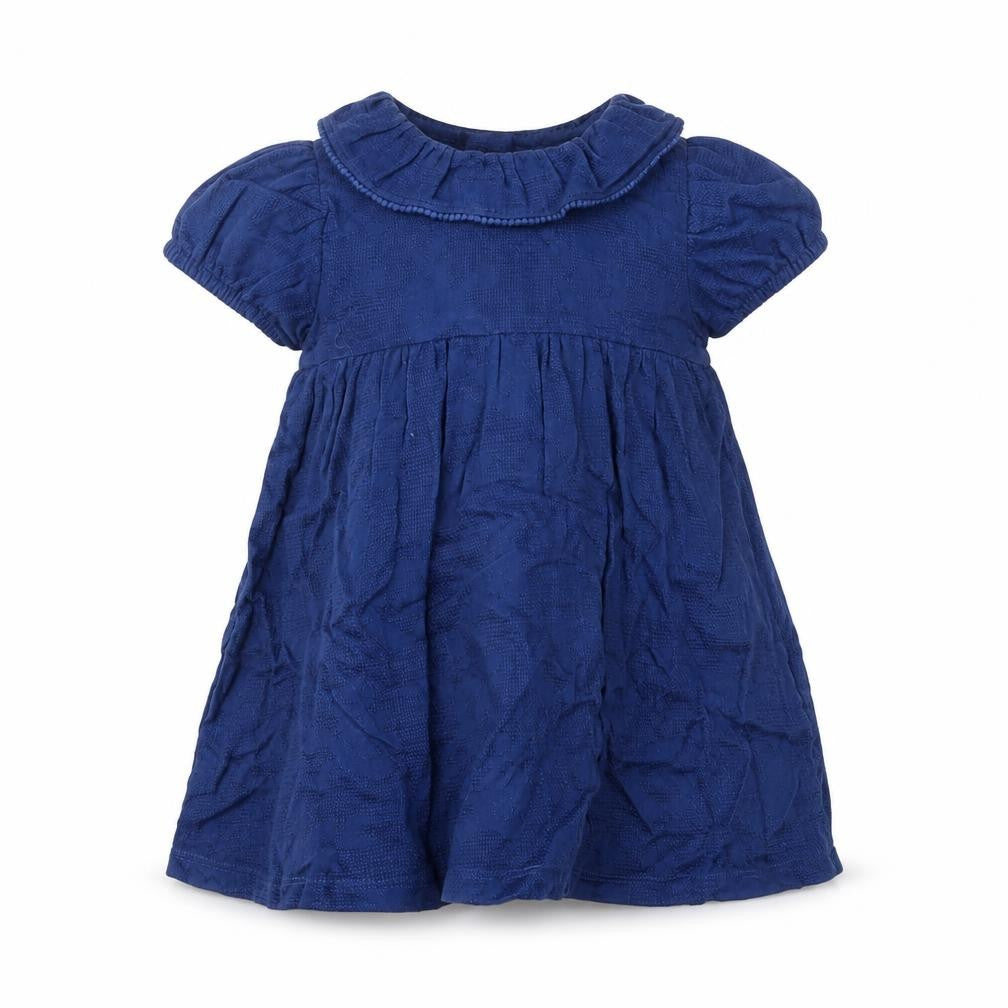 Marks and Spencer Girls Blue Cotton A-Line Size 3-6 Months Collared Button