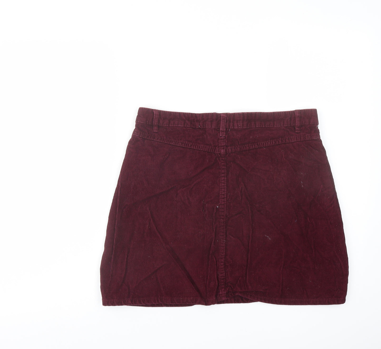 Denim & Co. Womens Red Cotton A-Line Skirt Size 12 Button