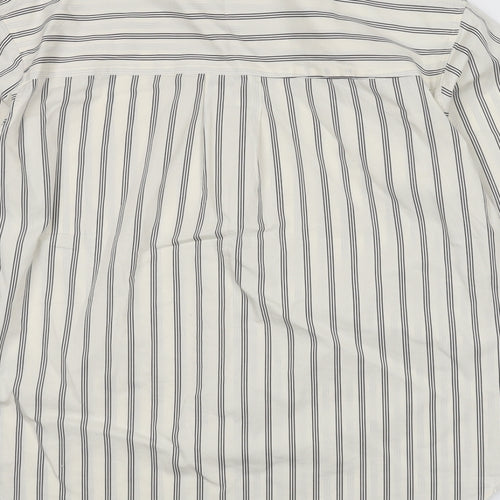 Marks and Spencer Womens Ivory Striped 100% Cotton Basic Button-Up Size 12 Collared