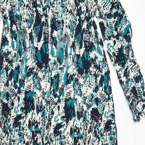 Marks and Spencer Womens Multicoloured Animal Print Viscose Shirt Dress Size 8 Collared Button - Snake Skin Print, Tie Detail