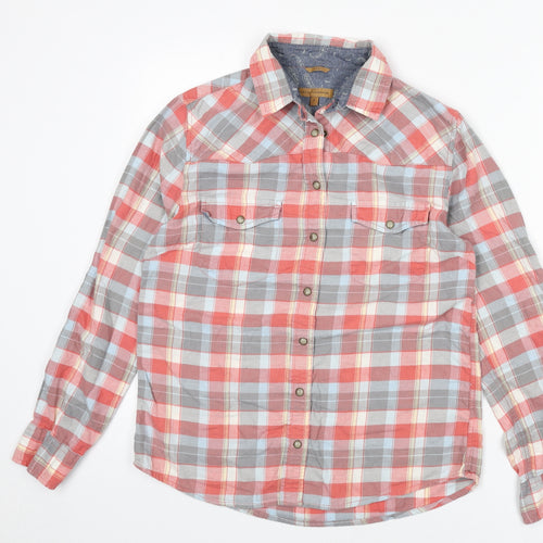 JACHS Girlfriend Womens Multicoloured Plaid 100% Cotton Basic Button-Up Size S Collared