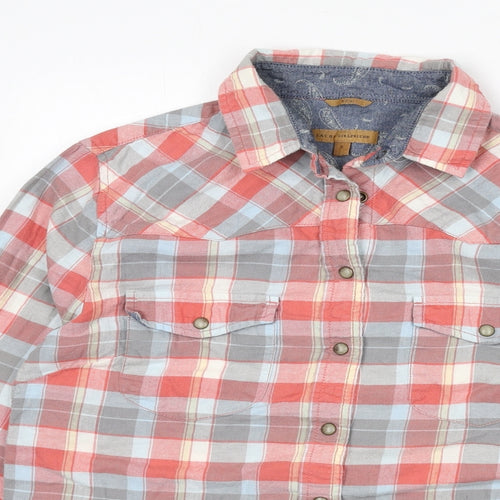 JACHS Girlfriend Womens Multicoloured Plaid 100% Cotton Basic Button-Up Size S Collared