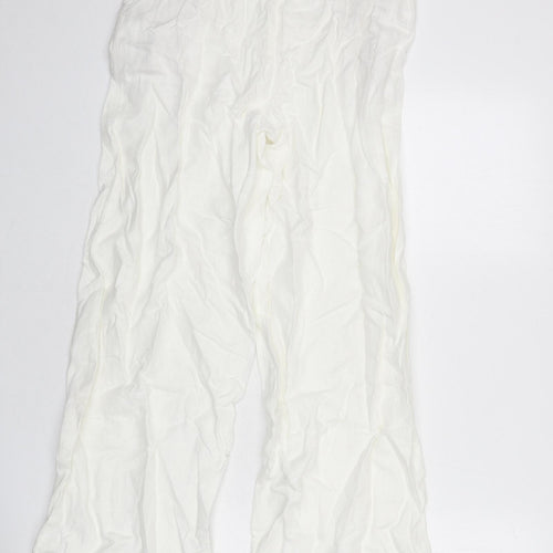 Marks and Spencer Womens White Linen Trousers Size 8 L30 in Regular Zip