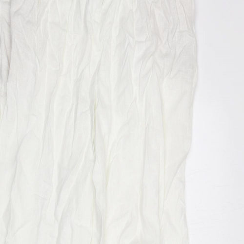 Marks and Spencer Womens White Linen Trousers Size 8 L30 in Regular Zip
