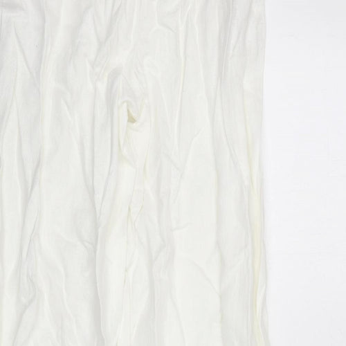 Marks and Spencer Womens White Linen Trousers Size 8 L30 in Regular Zip