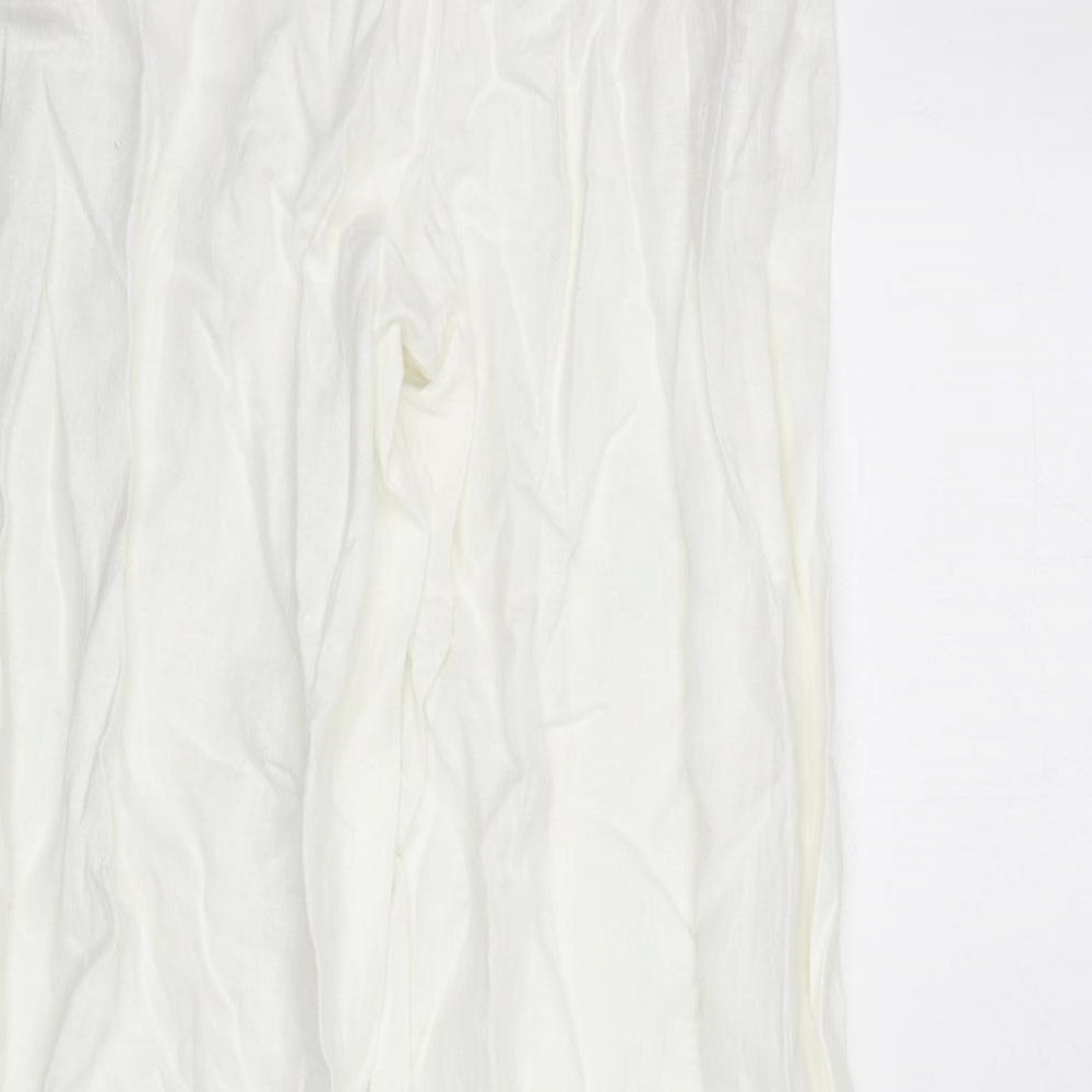 Marks and Spencer Womens White Linen Trousers Size 8 L30 in Regular Zip