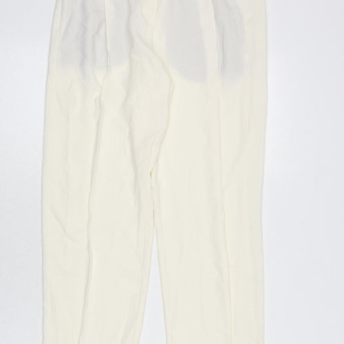 Marks and Spencer Womens Ivory Polyester Trousers Size 8 L24 in Regular - Pleat