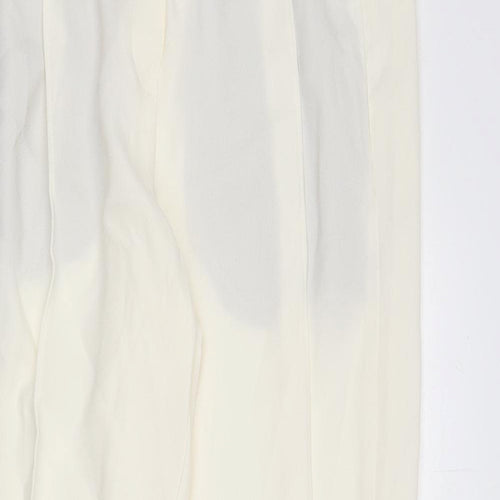 Marks and Spencer Womens Ivory Polyester Trousers Size 8 L24 in Regular - Pleat