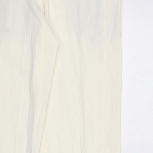 Marks and Spencer Womens Ivory Polyester Trousers Size 8 L24 in Regular - Pleat