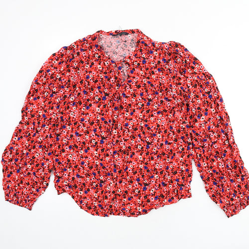 Marks and Spencer Womens Multicoloured Floral Viscose Basic Blouse Size 10 V-Neck
