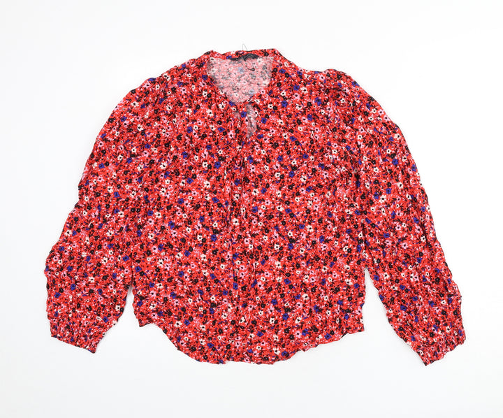 Marks and Spencer Womens Multicoloured Floral Viscose Basic Blouse Size 10 V-Neck