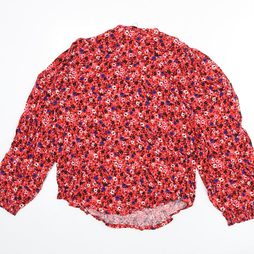 Marks and Spencer Womens Multicoloured Floral Viscose Basic Blouse Size 10 V-Neck