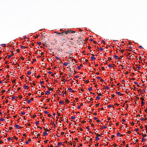 Marks and Spencer Womens Multicoloured Floral Viscose Basic Blouse Size 10 V-Neck