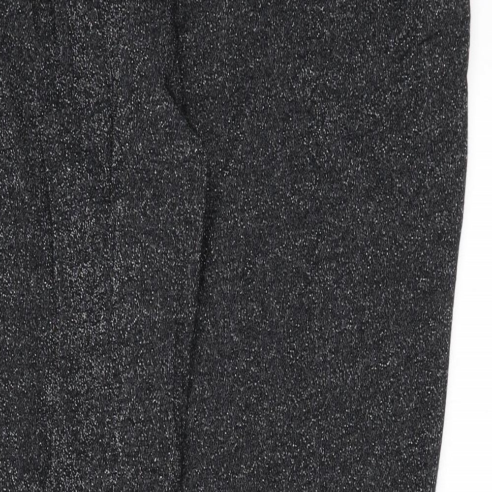 Marks and Spencer Womens Black Cotton Jogger Trousers Size 18 L24 in Regular Drawstring - Glitter