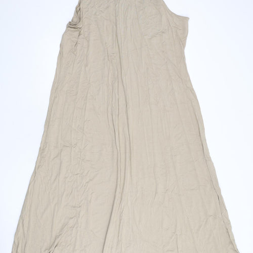 Marks and Spencer Womens Beige Viscose Maxi Size 22 Mock Neck Pullover