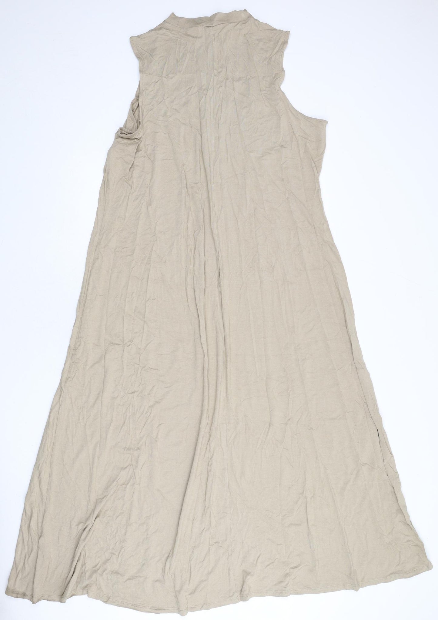 Marks and Spencer Womens Beige Viscose Maxi Size 22 Mock Neck Pullover