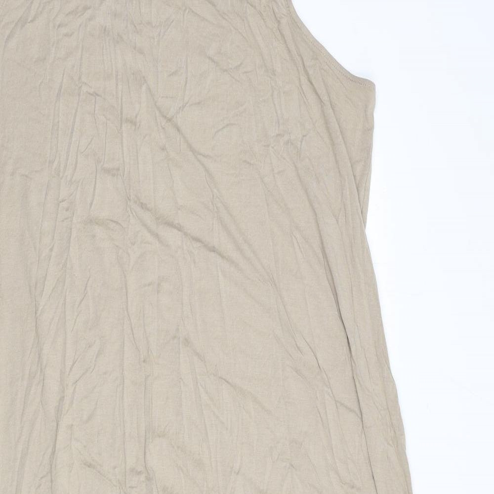 Marks and Spencer Womens Beige Viscose Maxi Size 22 Mock Neck Pullover