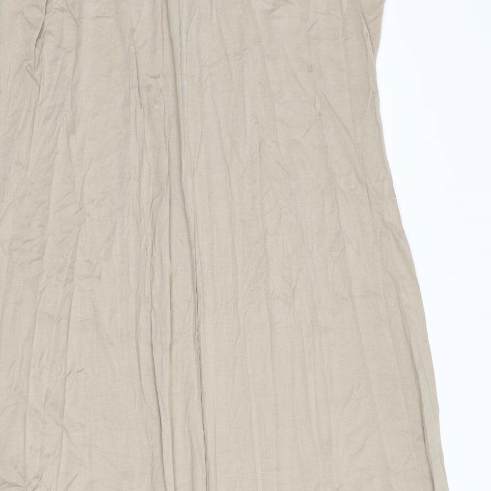 Marks and Spencer Womens Beige Viscose Maxi Size 22 Mock Neck Pullover