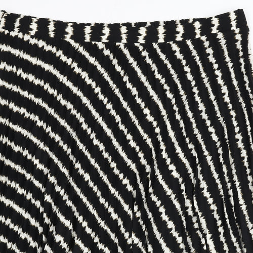 Marks and Spencer Womens Black Geometric Polyester Pleated Skirt Size 24 - Stripe Detail