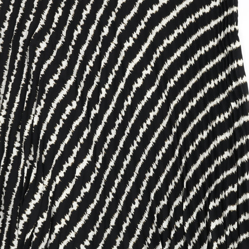 Marks and Spencer Womens Black Geometric Polyester Pleated Skirt Size 24 - Stripe Detail