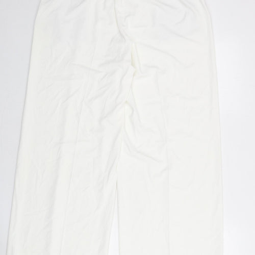 Marks and Spencer Womens White Polyester Trousers Size 16 L28 in Regular Drawstring