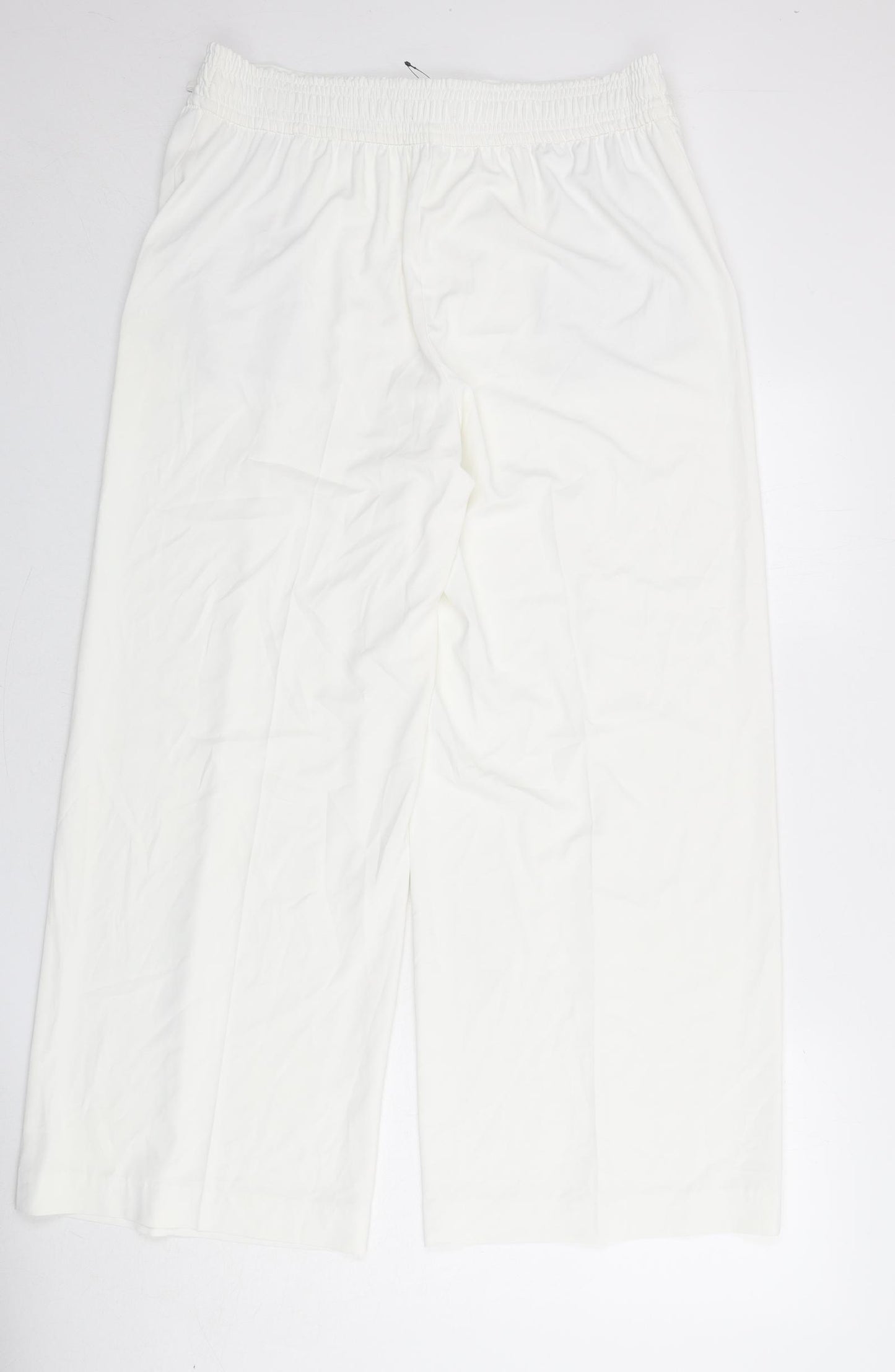 Marks and Spencer Womens White Polyester Trousers Size 16 L28 in Regular Drawstring