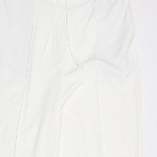 Marks and Spencer Womens White Polyester Trousers Size 16 L28 in Regular Drawstring