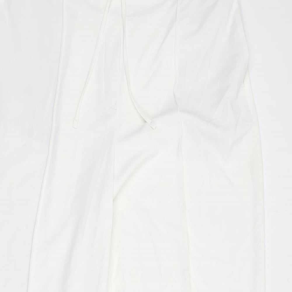 Marks and Spencer Womens White Polyester Trousers Size 16 L28 in Regular Drawstring