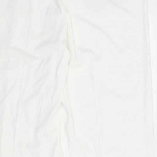 Marks and Spencer Womens White Polyester Trousers Size 16 L28 in Regular Drawstring
