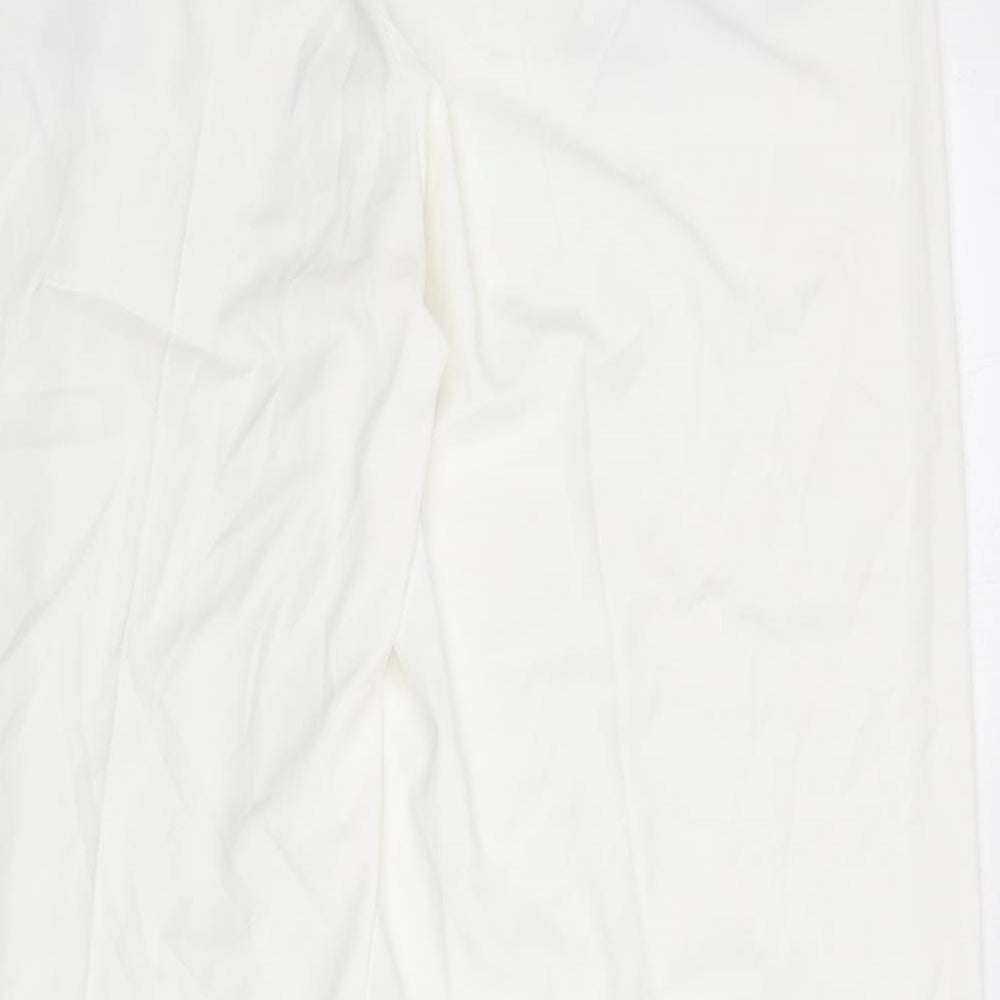 Marks and Spencer Womens White Polyester Trousers Size 16 L28 in Regular Drawstring