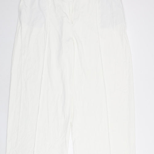 Marks and Spencer Womens White Polyester Trousers Size 22 L27 in Regular Drawstring