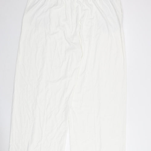 Marks and Spencer Womens White Polyester Trousers Size 22 L27 in Regular Drawstring