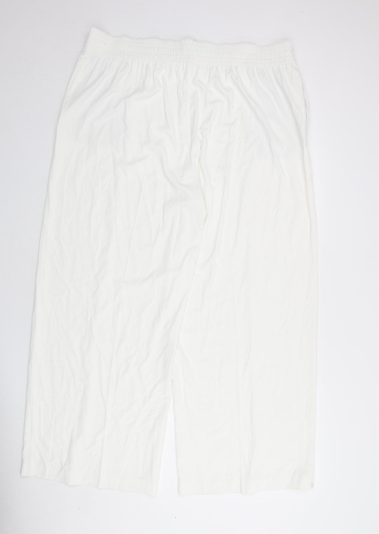 Marks and Spencer Womens White Polyester Trousers Size 22 L27 in Regular Drawstring