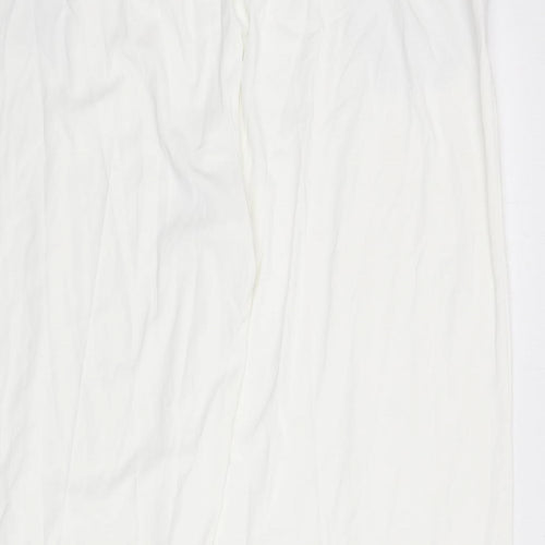 Marks and Spencer Womens White Polyester Trousers Size 22 L27 in Regular Drawstring