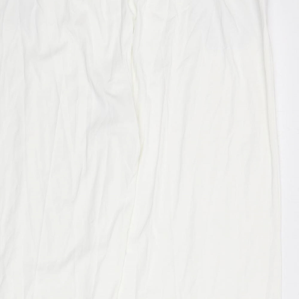Marks and Spencer Womens White Polyester Trousers Size 22 L27 in Regular Drawstring