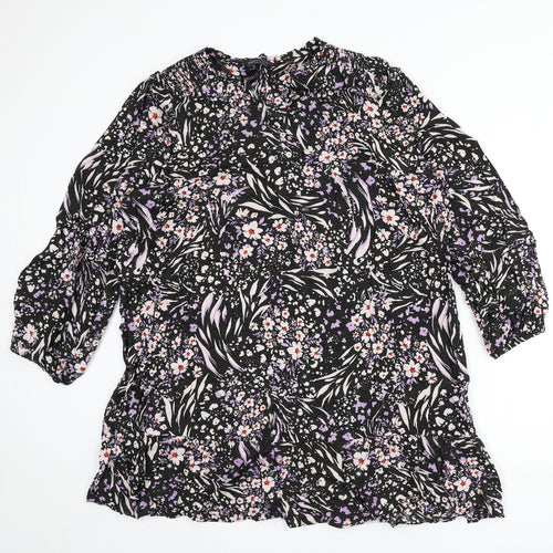 Marks and Spencer Womens Multicoloured Geometric Viscose Sheath Size 22 V-Neck Button - Flowers, Glitter