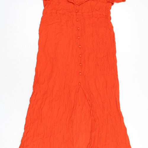 River Island Womens Orange Viscose A-Line Size 10 V-Neck Pullover - Bardot Look