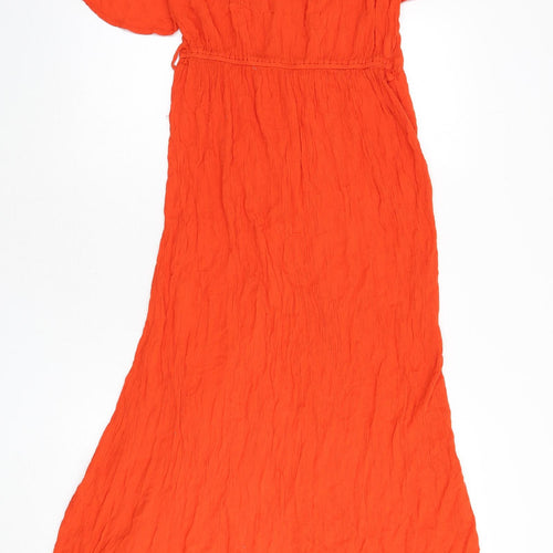 River Island Womens Orange Viscose A-Line Size 10 V-Neck Pullover - Bardot Look