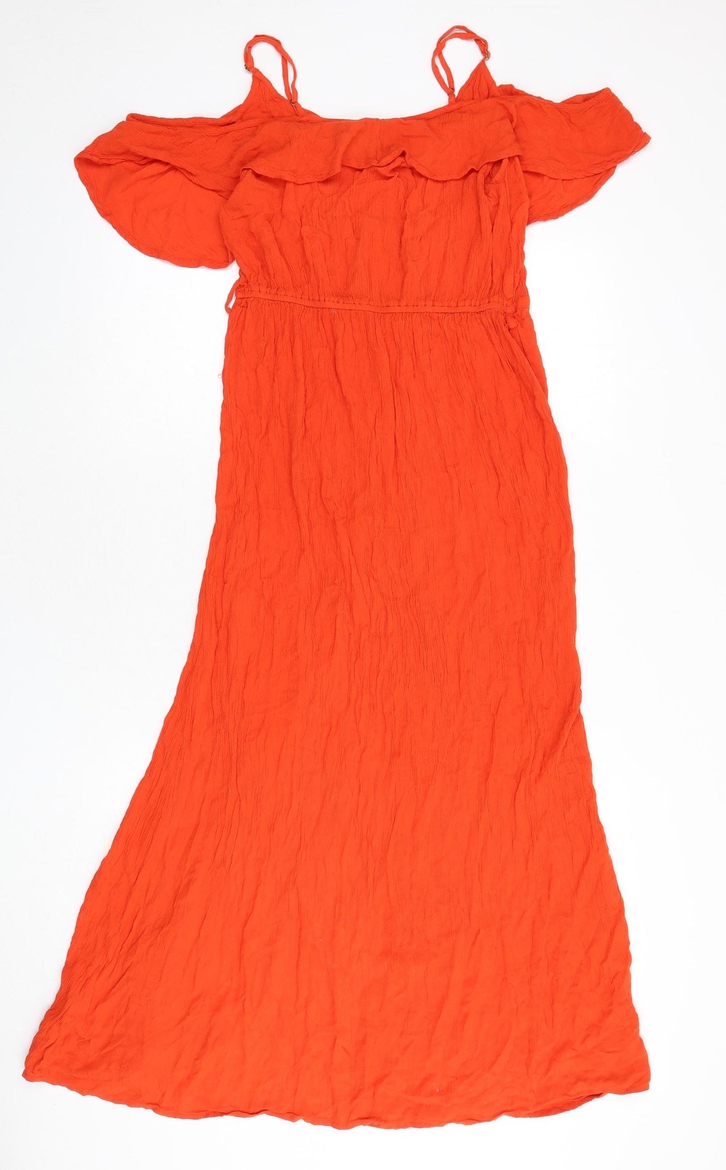 River Island Womens Orange Viscose A-Line Size 10 V-Neck Pullover - Bardot Look