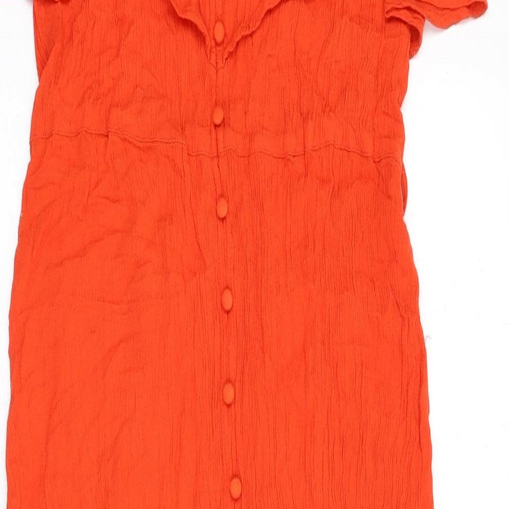 River Island Womens Orange Viscose A-Line Size 10 V-Neck Pullover - Bardot Look