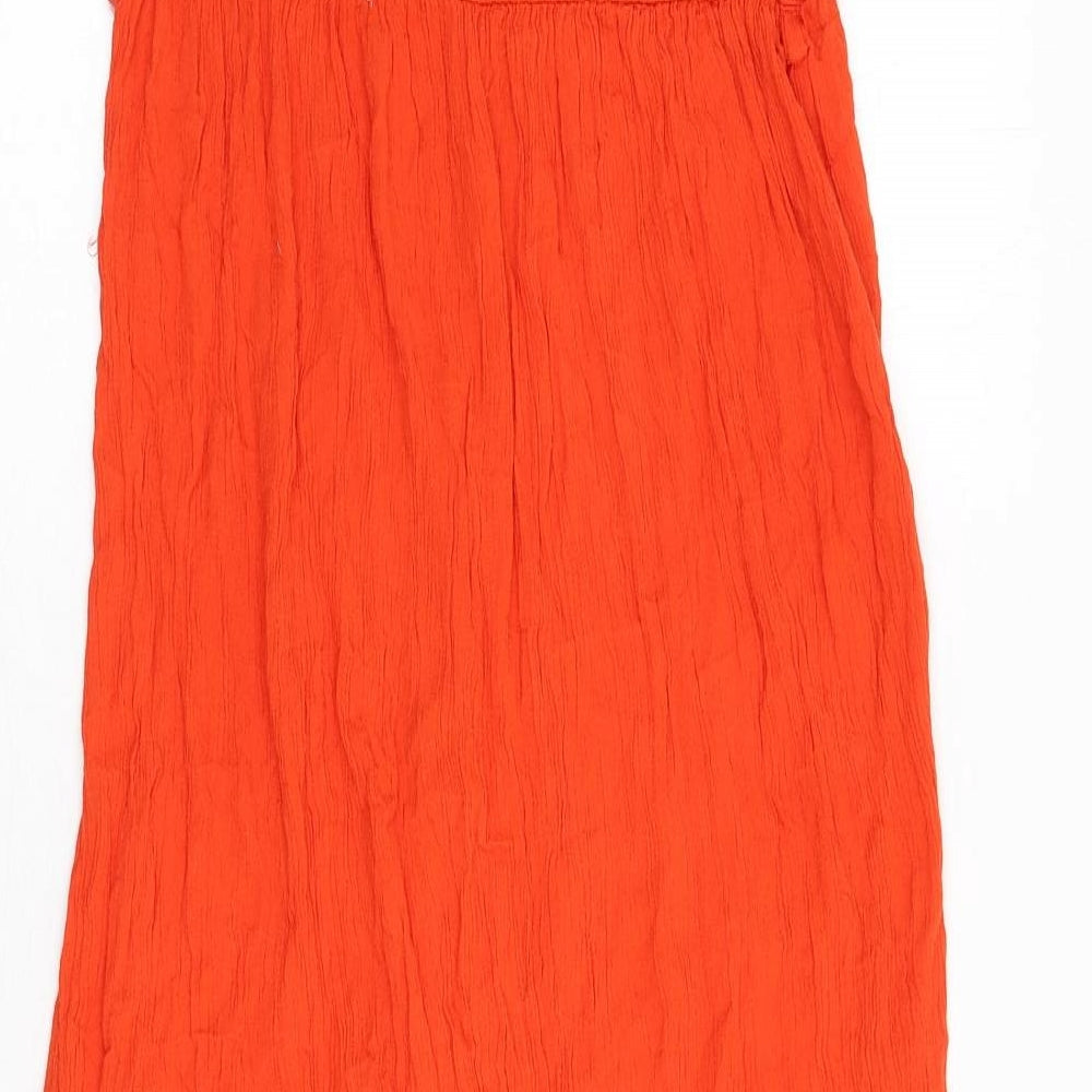 River Island Womens Orange Viscose A-Line Size 10 V-Neck Pullover - Bardot Look