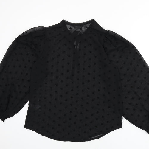 Marks and Spencer Womens Black Geometric Polyester Basic Blouse Size 10 Round Neck - Star Print