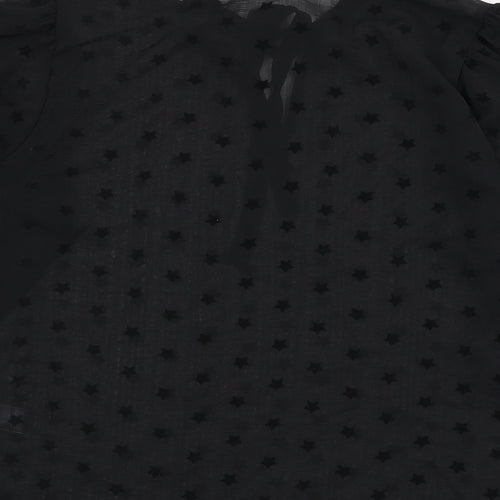 Marks and Spencer Womens Black Geometric Polyester Basic Blouse Size 10 Round Neck - Star Print