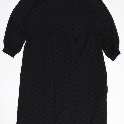 Marks and Spencer Womens Black Geometric Polyester A-Line Size 22 Round Neck Button - Star Print