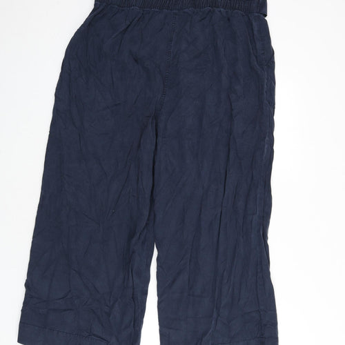 Marks and Spencer Womens Blue Lyocell Trousers Size 18 L24 in Regular Zip - Belt Included, Paper Bag Waist