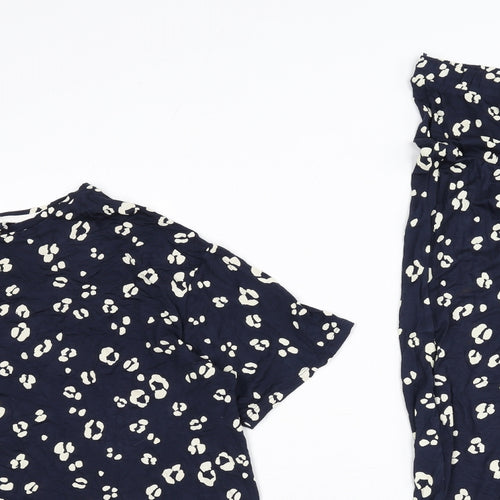Marks and Spencer Womens Blue Animal Print Viscose Top Pyjama Set Size 18 - Leopard Print