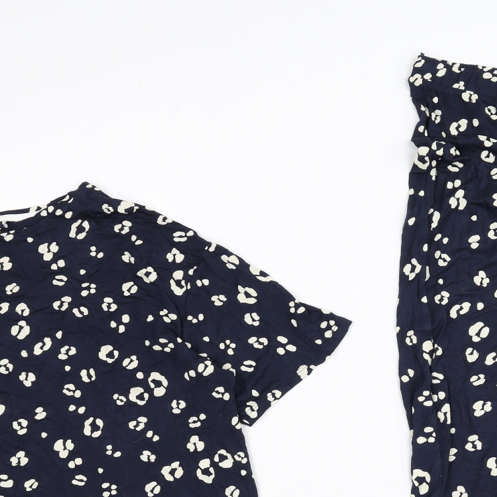 Marks and Spencer Womens Blue Animal Print Viscose Top Pyjama Set Size 18 - Leopard Print