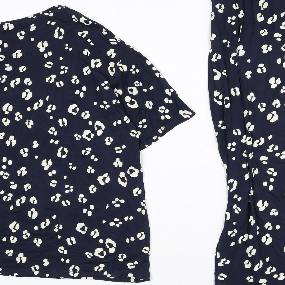 Marks and Spencer Womens Blue Animal Print Viscose Top Pyjama Set Size 18 - Leopard Print