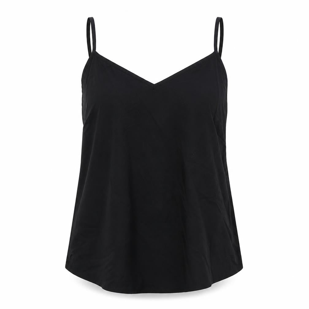 Front view of Marks & Spencer women’s black polyester camisole tank, size UK 10, v-neck